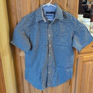 Nautica Men's Navy Checkered Button-Down Shirt Size Medium